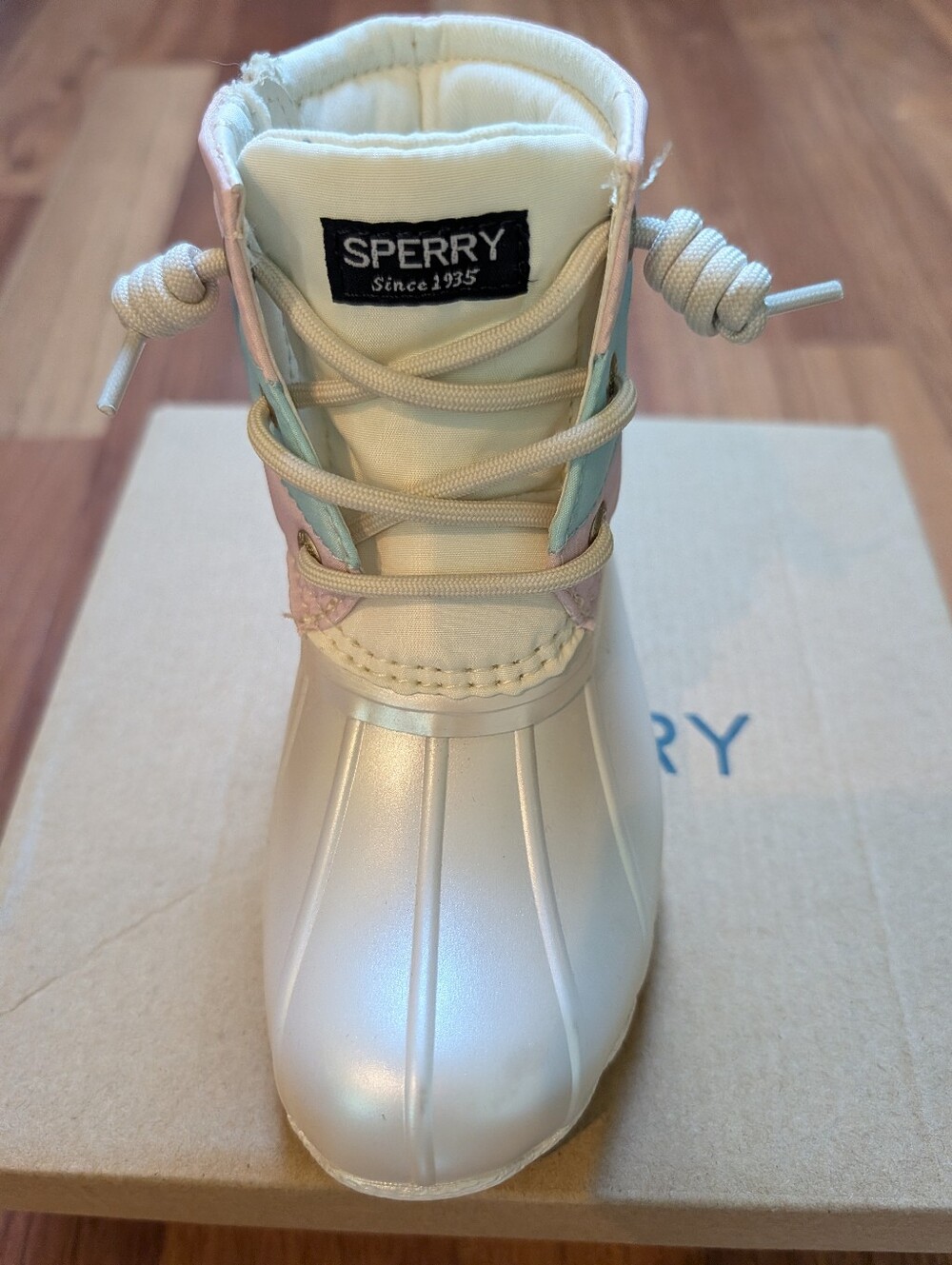 Sperry Kids Rain Boots Pink Blue Colorblock Waterproof Size 10 New In Box - Picture 5 of 9